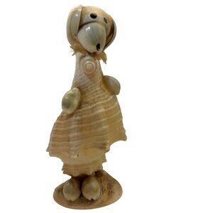 Handmade Seashell Dog in Dress Figurine Anthropomorphic Shell Japan Beach 4"